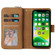 iPhone 13 mini 9 Card Slots Zipper Wallet Bag Leather Phone Case  - Brown
