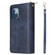 iPhone 13 mini 9 Card Slots Zipper Wallet Bag Leather Phone Case  - Blue