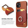 iPhone 13 mini Fierre Shann Oil Wax Texture Genuine Leather Back Cover Case with 360 Degree Rotation Holder & Card Slot  - Brown