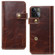 iPhone 13 mini Denior Oil Wax Cowhide DK Magnetic Button Leather Phone Case - Brown