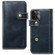 iPhone 13 mini Denior Oil Wax Cowhide DK Magnetic Button Leather Phone Case - Dark Blue