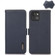 iPhone 13 mini KHAZNEH Side-Magnetic Litchi Genuine Leather RFID Case  - Blue