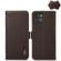 iPhone 13 mini KHAZNEH Side-Magnetic Litchi Genuine Leather RFID Case  - Brown