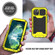 iPhone 13 mini R-JUST Sliding Camera Shockproof Life Waterproof Dust-proof Metal + Silicone Protective Case with Holder  - Yellow
