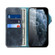 iPhone 13 mini Denior Oil Wax Cowhide Magnetic Button Genuine Leather Case - Dark Blue