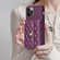 iPhone 12 / 12 Pro Horizontal Metal Buckle Wallet Rhombic Leather Phone Case - Dark Purple