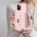 iPhone 12 / 12 Pro Horizontal Metal Buckle Wallet Rhombic Leather Phone Case - Pink