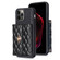 iPhone 12 / 12 Pro Horizontal Metal Buckle Wallet Rhombic Leather Phone Case - Black