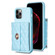 iPhone 12 / 12 Pro Horizontal Metal Buckle Wallet Rhombic Leather Phone Case - Blue