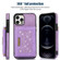 iPhone 12 Pro Three-fold RFID Leather Phone Case with Lanyard - Purple