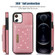 iPhone 12 Three-fold RFID Leather Phone Case with Lanyard - Rose Gold