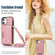 iPhone 12 Three-fold RFID Leather Phone Case with Lanyard - Rose Gold
