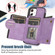 iPhone 12 Three-fold RFID Leather Phone Case with Lanyard - Purple