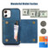 iPhone 12 Three-fold RFID Leather Phone Case with Lanyard - Blue