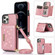 iPhone 12 Pro Three-fold RFID Leather Phone Case with Lanyard - Rose Gold