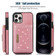 iPhone 12 Pro Three-fold RFID Leather Phone Case with Lanyard - Rose Gold