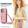 iPhone 12 Pro Three-fold RFID Leather Phone Case with Lanyard - Rose Gold