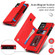 iPhone 12 / 12 Pro Cross-body Square Double Buckle Flip Card Bag TPU+PU Case with Card Slots & Wallet & Photo & Strap - Red