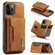 iPhone 12 / 12 Pro DG.MING M2 Series 3-Fold Multi Card Bag + Magnetic Back Cover Shockproof Case with Wallet & Holder Function - Brown
