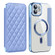 iPhone 12 Pro Shield Magsafe RFID Anti-theft Rhombus Leather Phone Case - Blue