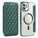 iPhone 12 Shield Magsafe RFID Anti-theft Rhombus Leather Phone Case - Green