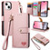 iPhone 12/12 Pro Love Zipper Lanyard Leather Phone Case - Pink