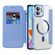 iPhone 12 Shield Magsafe RFID Anti-theft Rhombus Leather Phone Case - Blue