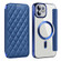 iPhone 12 Shield Magsafe RFID Anti-theft Rhombus Leather Phone Case - Dark Blue