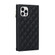 iPhone 12 / 12 Pro Grid Texture Lanyard Zipper Leather Phone Case - Black