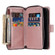 iPhone 12 / 12 Pro Zipper Wallet Bag Horizontal Flip PU Leather Case with Holder & 9 Card Slots & Wallet & Lanyard & Photo Frame - Rose Gold