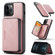 iPhone 12 / 12 Pro JEEHOOD Magnetic Zipper Horizontal Flip Leather Case with Holder & Card Slot & Wallet - Pink