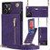iPhone 12 / 12 Pro Cross-body Zipper Square TPU+PU Back Cover Case with Holder & Card Slots & Wallet & Strap - Purple