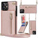 iPhone 12 / 12 Pro Cross-body Zipper Square TPU+PU Back Cover Case with Holder & Card Slots & Wallet & Strap - Rose Gold