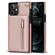 iPhone 12 / 12 Pro Cross-body Zipper Square TPU+PU Back Cover Case with Holder & Card Slots & Wallet & Strap - Rose Gold