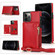 iPhone 12 / 12 Pro Square Zipper Wallet Bag TPU+PU Back Cover Case with Holder & Card Slots & Wallet & Cross-body Strap - Red