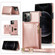 iPhone 12 / 12 Pro Square Zipper Wallet Bag TPU+PU Back Cover Case with Holder & Card Slots & Wallet & Cross-body Strap - Rose Glod