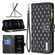 iPhone 12 / 12 Pro Diamond Lattice Zipper Wallet Leather Flip Phone Case - Black