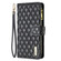 iPhone 12 / 12 Pro Diamond Lattice Zipper Wallet Leather Flip Phone Case - Black