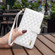 iPhone 12 / 12 Pro Diamond Lattice Zipper Wallet Leather Flip Phone Case - White