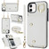 iPhone 12 / 12 Pro Zipper Card Bag Phone Case with Dual Lanyard - White