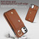 iPhone 12 / 12 Pro Zipper Card Bag Phone Case with Dual Lanyard - Brown