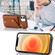 iPhone 12 / 12 Pro Zipper Card Bag Phone Case with Dual Lanyard - Brown
