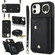 iPhone 12 / 12 Pro Zipper Card Bag Phone Case with Dual Lanyard - Black