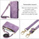 iPhone 12 Geometric Zipper Wallet Side Buckle Leather Phone Case with Crossbody Lanyard - Purple