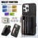 iPhone 12 / 12 Pro Zipper RFID Card Slot Phone Case with Short Lanyard - Black