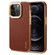 iPhone 12 Pro Denior Cowhide Leather Plating Phone Case - Brown