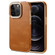iPhone 12 Pro Denior Cowhide Leather Plating Phone Case - Khaki