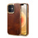 iPhone 12 Denior Oil Wax Cowhide Plating Phone Case - Brown