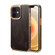 iPhone 12 Denior Oil Wax Cowhide Plating Phone Case - Black