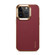 iPhone 12 Pro Denior Cowhide Leather Plating Phone Case - Red